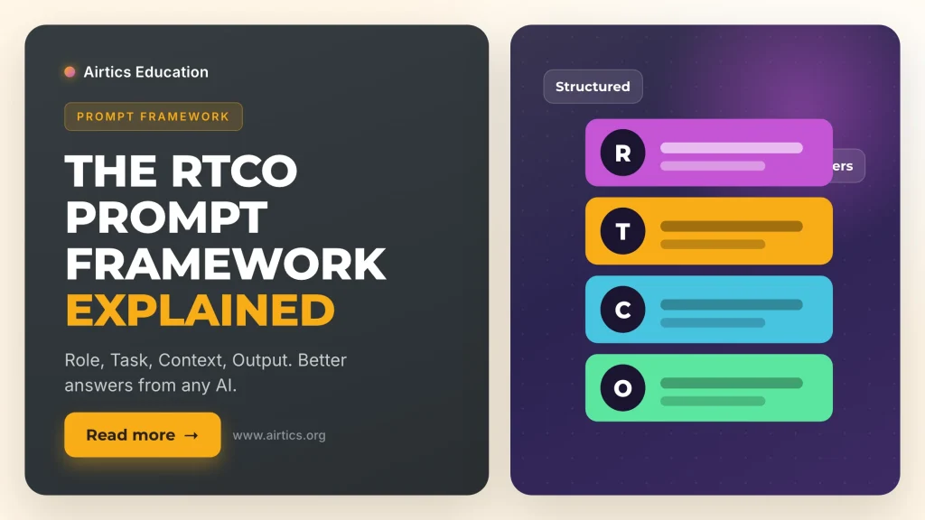 RTCO prompt framework explained - Role Task Context Output - Airtics Education